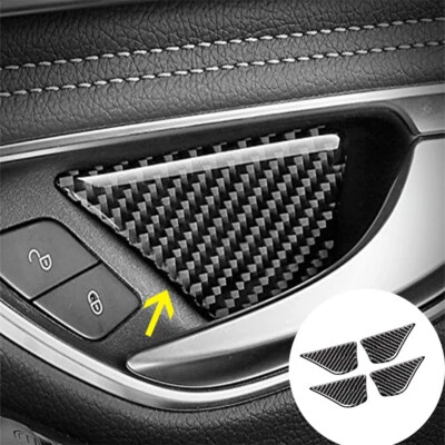 4x Carbon Fiber Door Handle Trim Fit For Mercedes Benz C Class W205 2014-2018 - Изображение 1 из 4
