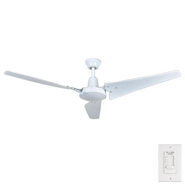 Hampton Bay 52860 60 inch Ceiling Fan with Wall Control - White