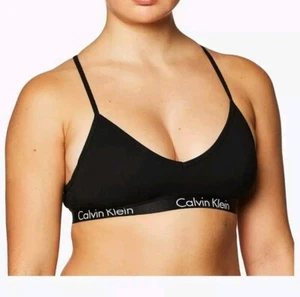 Calvin Klein Women's Motive Cotton Lightly Lined Bralette Black #16680 Sz S NWT - Picture 1 of 3