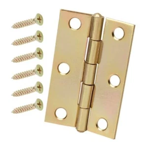 2-1/2 in. Satin Brass Non-Removable Pin Utility Hinges (2-Pack) - Picture 1 of 3