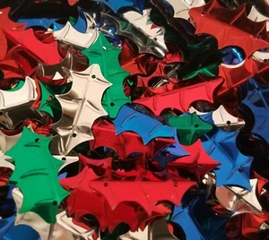 100 pcs VTG Holly Leaf Sequins 25mm 1" Assorted Metallic Sewing Christmas Crafts - Picture 1 of 6