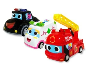 Pinkfong Super Rescue Police/Ambulance/Fire Truck Car Set Korean Songs LED Light - Picture 1 of 12
