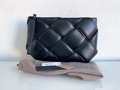 NWT! NEW! BOTTEGA VENETA Black Padded Cassette Bag Leather Handbag Clutch Purse - Image 1 of 4
