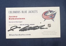 Jarmo Kekalainen Autograph business card Columbus Blue Jackets 