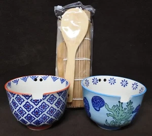 Yokohama Studio Hand Painted Rice Bowl Chop Stick Holders Lot of 2 plus Extras - Picture 1 of 10