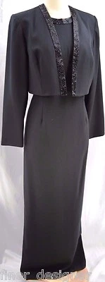 Karen Miller black formal Beaded Mother of the bride gown Bolero jacket  Size 10 - Image 1 of 4