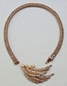 Collar de malla raro de colección con broche extraíble colgante HOBE firmado tono dorado 954ja - Imagen 1 de 2