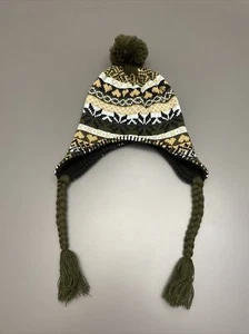 Kids Chullo Hat Fleece Lined Earflap Beanie Cap Hipster Ethnic Blue Brown Green - Picture 1 of 7