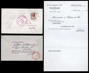 1952 Dead Letter Office Windsor Solicitor Fee Notice Barrett Not at Tatts Hotel - Picture 1 of 1