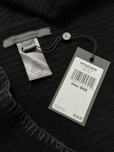 Bufanda de lujo para hombre John Varvatos Collection - 100 % cachemir - negra - nueva con etiquetas $228 - Imagen 1 de 12