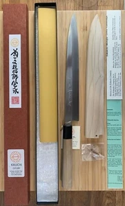 Kasumitogi Series Yanagi 27cm White Steel Black Buffalo Horn Sushi Knife - Picture 1 of 8