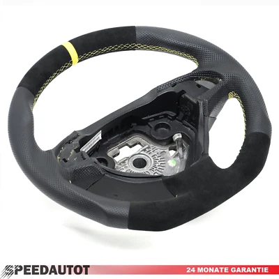 Abgeflacht Alcantara Lenkrad Neu für Fiat Grande Punto Lederlenkra Gelb - Bild 1 von 4