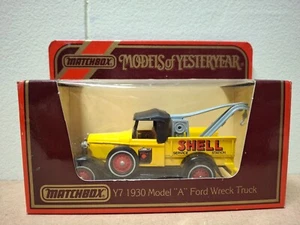 Models of Yesteryear 1930 Model A Ford Wreck Truck Shell Yellow Matchbox  - Picture 1 of 5