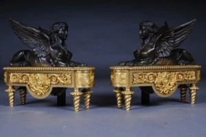 V-155 Paar Empire Sphinx Kaminbo?cke, Paris 19. Jhd. Napoleon III * - Bild 1 von 1
