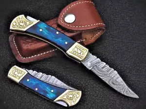 CUSTOM HANDMADE FORGED DAMASCUS STEEL BACK LOCK FOLDING POCKET KNIFE EDC 671 - Picture 1 of 4