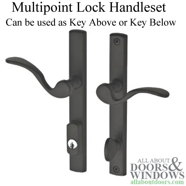 Manijas de puerta para puerta batiente cerradura multipunto activa con llave bronce frotado con aceite Foto 1 de 2