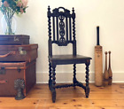 Antique Victorian carved Oak Chair, High back, Barley Twist, Ornate details