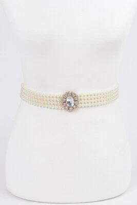 Nuevo con etiquetas Cinturón de novia elástico elástico elegante con hebilla de cristal perla Foto 1 de 4