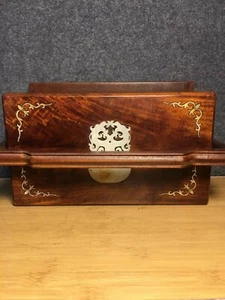 13.2" Old Folk chinese palace Rosewood wood inlay dragon portable lunch box - Picture 1 of 9