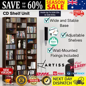 Adjustable CD DVD Bluray Media Book Storage Cabinet Shelf Rack Stand Unit Artiss - Picture 1 of 13