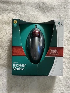 Logitech Trackman Marble Optical Trackball Mouse - Gray/Red BARELY USED - Afbeelding 1 van 8