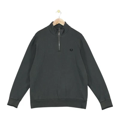 Sudadera Fred Perry 1/4 Cremallera Para Hombre Talla XL Verde Algodón Pullover Años 80 Informal Foto 1 de 4
