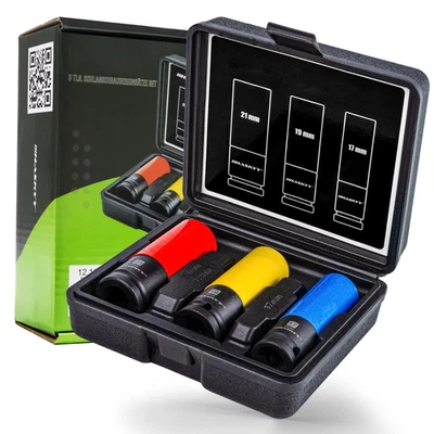 F1 1/2" Nüsse Nuss Set SW 17mm 19mm 21mm Schlagschrauber Schoneinsätze Felgen - Bild 1 von 4