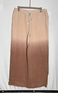 C&C California Women’s NWT Med Linen Blend Pink Ombre Wide Leg Drawstring Pants - Picture 1 of 5