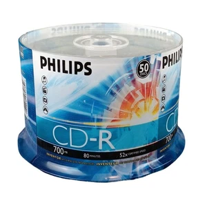 Philips CD-R 700MB 80 Minutes 52x Speed 50 Discs Recordable Compact Discs - Picture 1 of 4