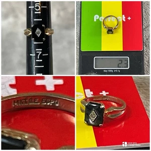 Vtg Sz 6 Ring ESPO Black Onyx Diamond CZ 14KHGE Jewelry ESPOSITO !! - Picture 1 of 9