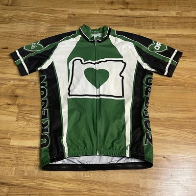 Camiseta deportiva de ciclismo Oregon talla grande verde usada en excelente estado - PTP 20" / longitud 25"  Foto 1 de 3