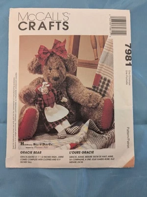 1995 McCall's Crafts 7981 Gracie Bear Sewing Pattern Stuffed Bear 11.5" UC FF - Image 1 of 3