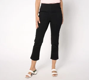 Denim & Co. Regular Perfect Flex Cropped Jeans Black 2 New - Picture 1 of 1