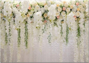 10x8ft White Rose Floral Theme 10x8FT(300CM X 240CM), Rose,White - Picture 1 of 6