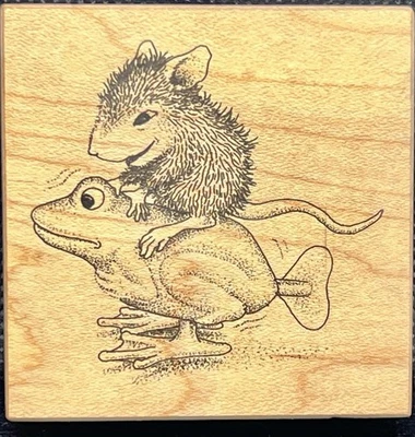 Casa Ratón Stampa Rosa Giddyup Amigo en Cuerda Rana Sello Goma 364F Foto 1 de 4