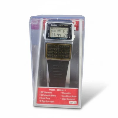 Orologio Vintage Casio Databank Uomo DBC-610 Tono Argento Quarzo Digitale 33mm OG BOX - Immagine 1 di 4