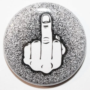 1" (25mm) Middle Finger Insult Button Badge Pin - High Quality - MADE IN UK - Picture 1 of 2
