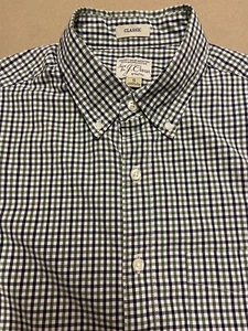 Men's J Crew Classic Stretch Blue Green Plaid Check Shirt Size Small Button Up - Picture 1 of 8