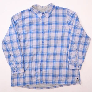 LL Bean Hemdjacke Shacket Damen 1X blau kariert Fleece gefüttert - Bild 1 von 19