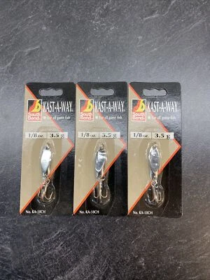 3 cucharas de pesca señuelos South Bend Kast-A-Way, 1/8 OZ cromo KA 18CH Foto 1 de 4