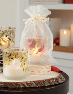 Set of 2 Illuminated Votive with Bird Design by Valerie Chickadee Bird Assorted - Picture 1 of 2