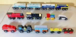 Lot of 12 Magnetic Wooden Trains ~ Cars & Engines Thomas Compatible - Picture 1 of 18