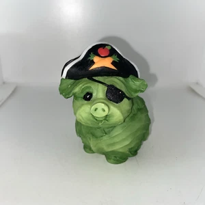 Enesco Home Grown Green Cabbage Pig Pirate Vegetable Figurine Collectible - Picture 1 of 7