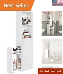 Slim Bathroom Storage Cabinet, Narrow Bathroom Cabinet, Freestanding Cabinet ... - Picture 1 of 7