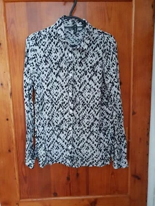 H&M EU 32 Black/White Blouse - Picture 1 of 6