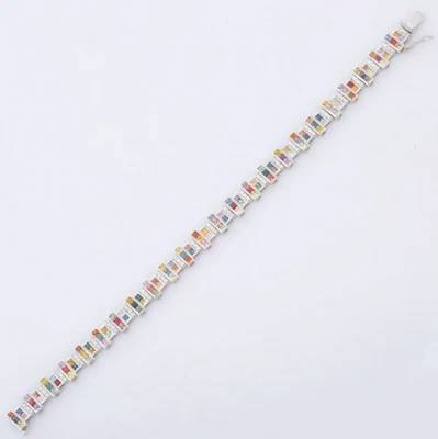 Pulseras clásicas de tenis hechas a mano con piedras preciosas multicolores de plata 935 Foto 1 de 4