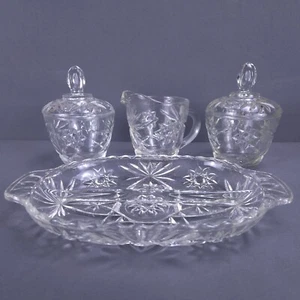 Vintage Anchor Hocking EAPC Glas Davidstern Schale Milchkännchen Zucker Salz Schüssel Set - Bild 1 von 24