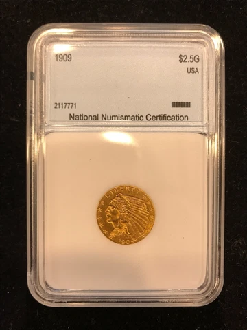 1909 Indian Head $2.50 Gold Unc Cover