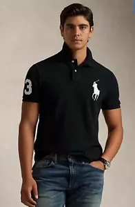Polo RALPH LAUREN nuova con etichette taglia XXL BIGPONY vestibilità personalizzata polo nera bianca logo pony - Foto 1 di 10