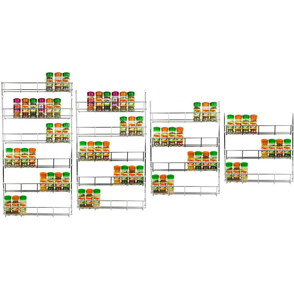 SPICE HERB JAR RACK HOLDER KITCHEN DOOR CUPBOARD STORAGE WALL 3 4 5 & 6 TIER NEW - Image 1 of 1